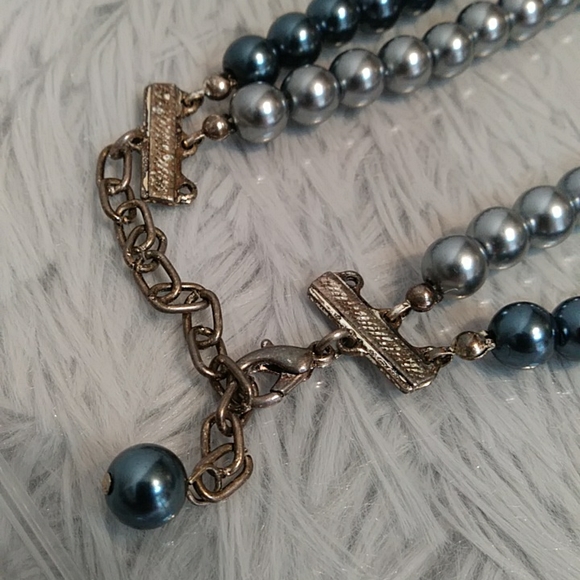 Vintage pewter beaded necklace and earrings set - Picture 3 of 6